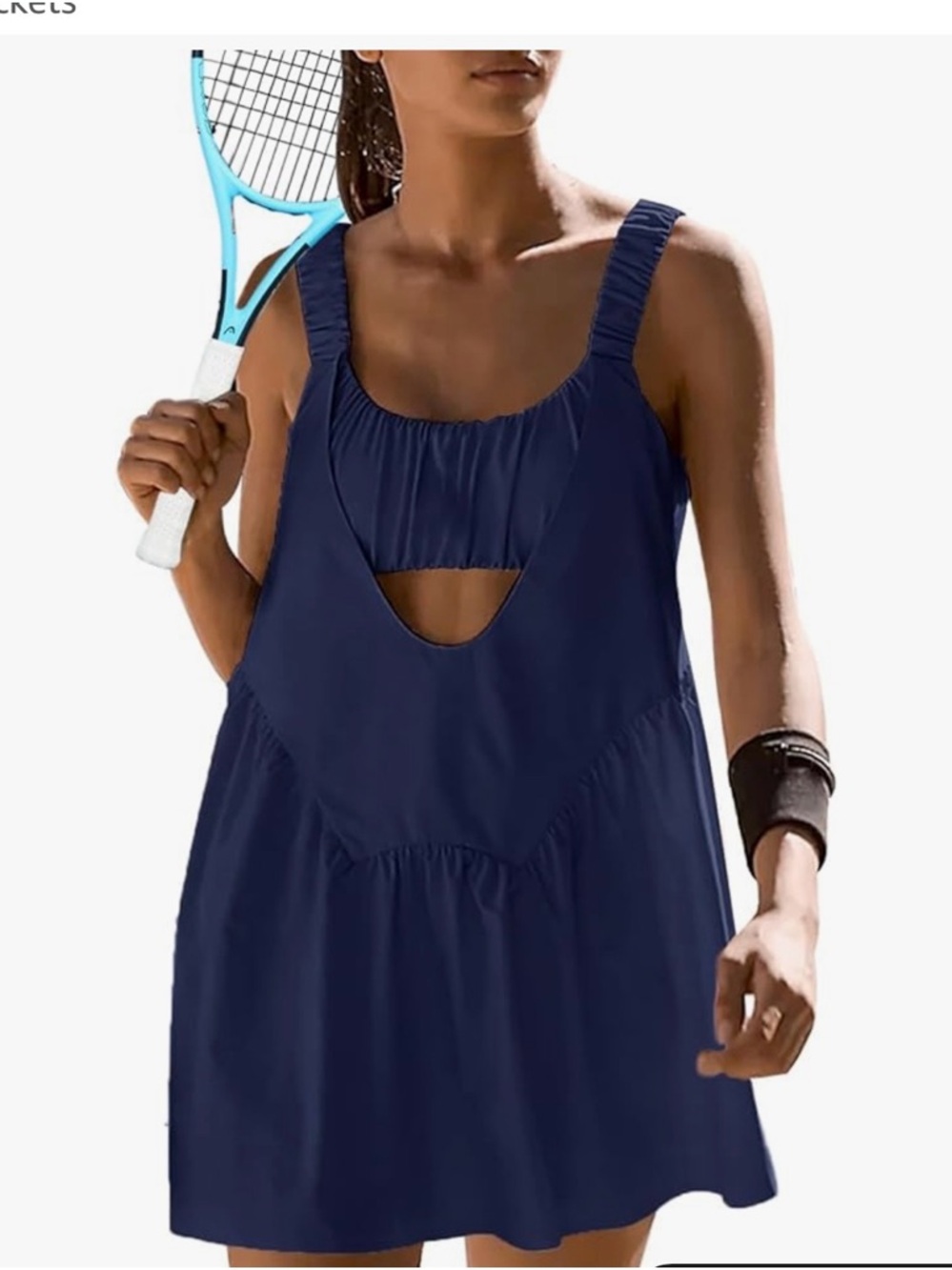 Amazon Navy Blue Swim Coverup Dress with Front Cutout